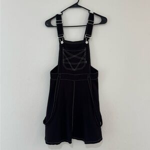 Royal Bones Black Denim Overall Dress‎ Women’s Sz Small